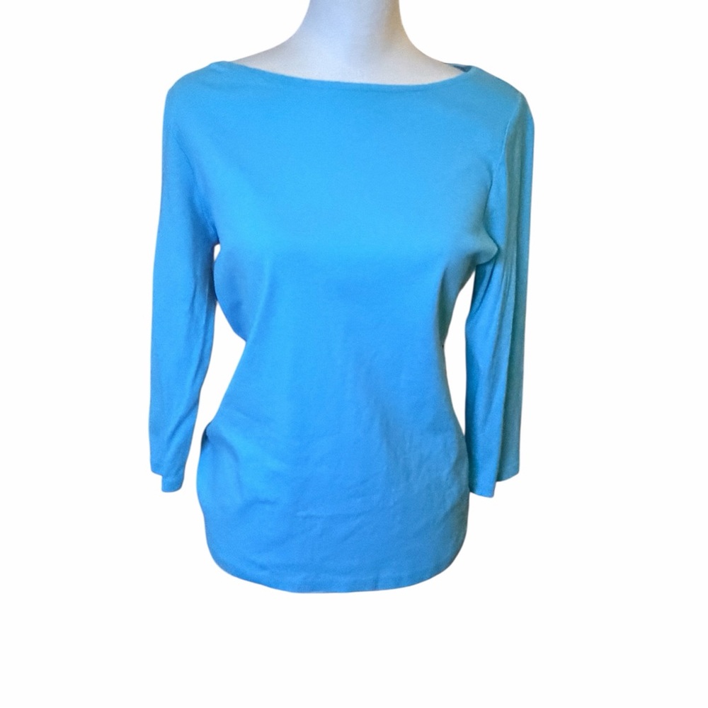 The Talbots Tee Petite medium 3/4 Sleeve Blue